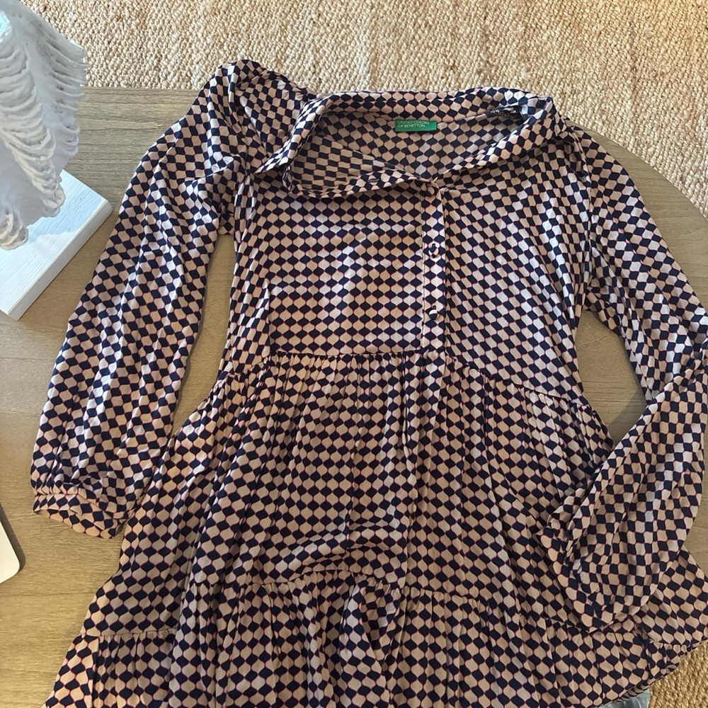 United Colors Of Benetton Pink and Black Patterned Dress